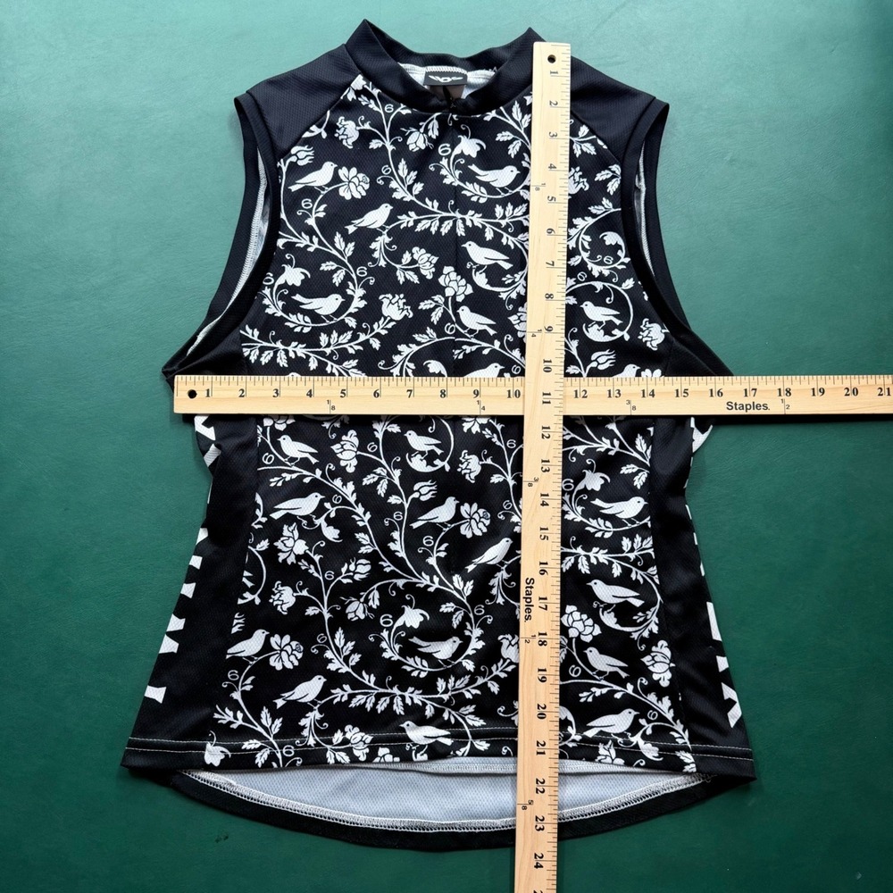 Twin Six The Bird Sleeveless Cycling Jersey Womens Medium Black White Floral Zip - Picture 7 of 7